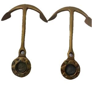 (2) Vintage Brass Anchor Candle Holder Set Nautical Home Decor Theme